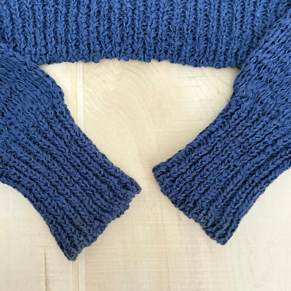 Lauren Ralph Lauren Blue Cropped Open Knit Cardigan Women’s Size S Cotton Blend - Picture 4 of 7